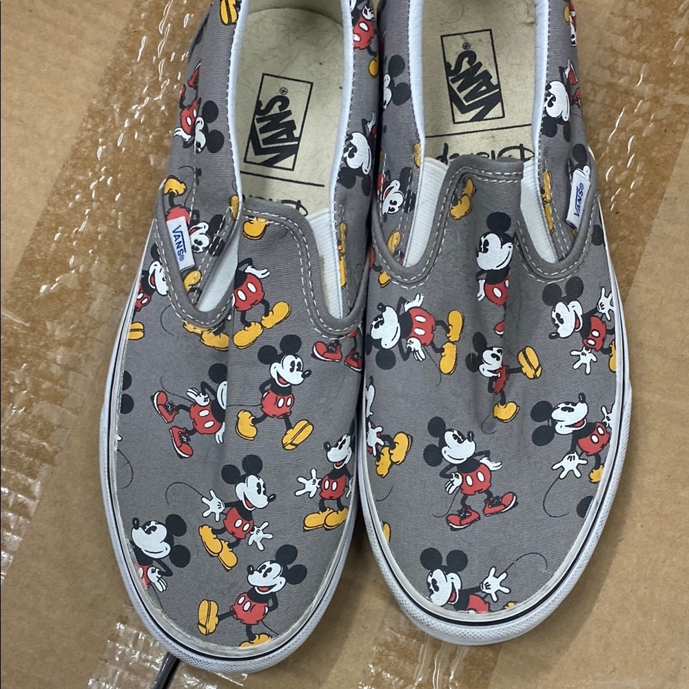 Vans Men’s Mickey Mouse Gray Slip-On Shoes